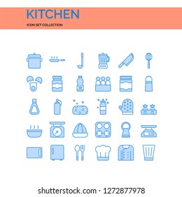 Kitchen Icons Set. UI Pixel Perfect Well-crafted Vector Thin Line Icons. The illustrations are a vector.