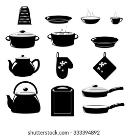 
Kitchen icons, utensils, vector 