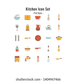 kitchen icons vector. kitchen icon set. flat icon style design