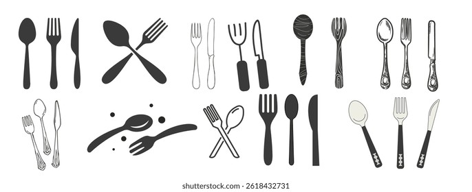 Kitchen Icons Vector Pack for Effortless Design Include Utensils Appliances and Dining Items for Modern Graphics AND Branding Needs