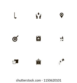 kitchen icons. washer, hands drop, ladle spoon and faucet vector icons set