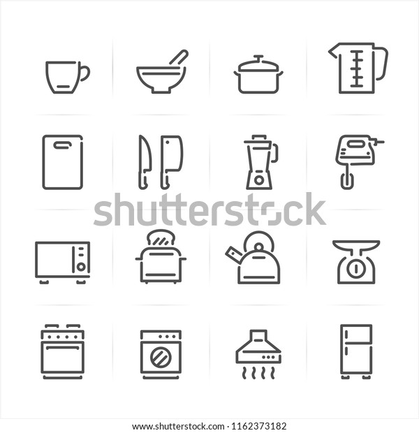 Kitchen Icons White Background Stock Vector (Royalty Free) 1162373182 ...