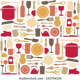 Kitchen illustration seamless vector pattern