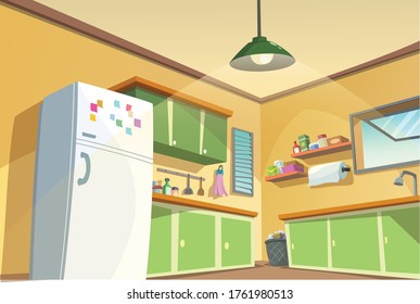 The kitchen illustrations are very colorful.