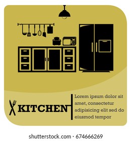 Kitchen infographic and icon. Vector illustration
