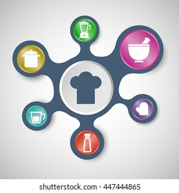 Kitchen infographic templates with connected metaballs, stock vector