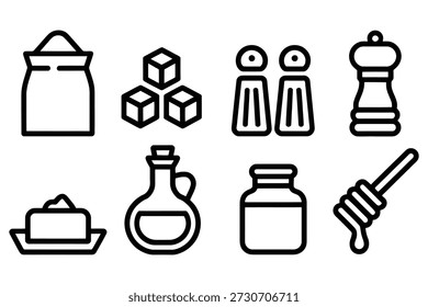 Kitchen ingredients and utensils sugar cubes