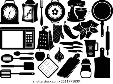 kitchen instrument  vector bundle, Clipart, Silhouette, Vector, icons, illustration, design.
