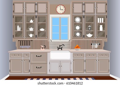 Kitchen interior background with furniture.Design of modern kitchen 