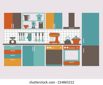 Kitchen interior card. 