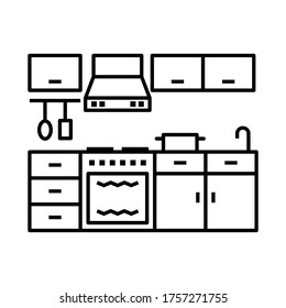 Kitchen interior design symbol icon