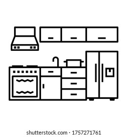 Icono de símbolo de diseño interior de cocina