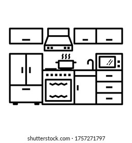 Icono de símbolo de diseño interior de cocina