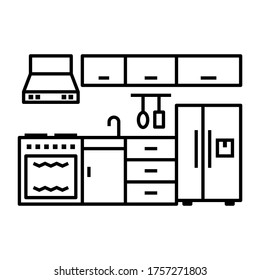 Icono de símbolo de diseño interior de cocina