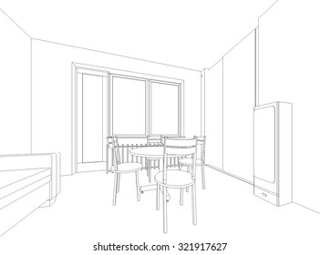 kitchen interior design vector background