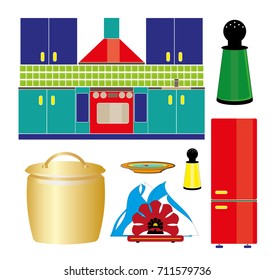A kitchen interior with devices (utensils)