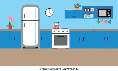 kitchen interior with furniture and appliances