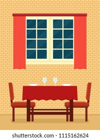 kitchen interior with laid table and romantic setting