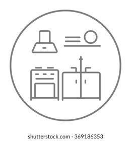 Kitchen interior line icon.