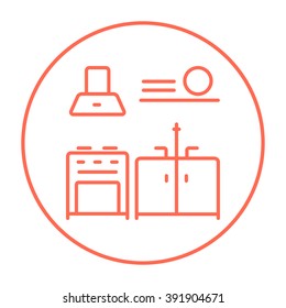 Kitchen interior line icon.