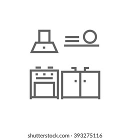 Kitchen interior line icon.