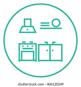 Kitchen interior line icon.