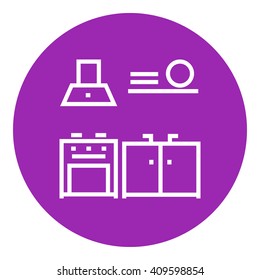 Kitchen interior line icon.