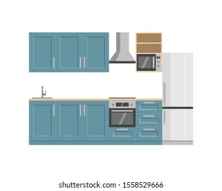 Kitchen interior not furnished. Vector in flat style. 
