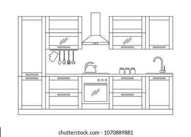 Kitchen Interior Vector Stock Vector (Royalty Free) 1070889884