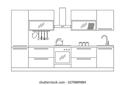 Kitchen interior vector