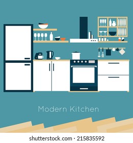 Kitchen Interior Vector Illustration