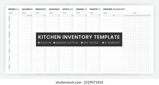 Kitchen Inventory Template | Food and Fridge Inventory Tracker Printable | Inventory Management System Design | Pantry inventory Template