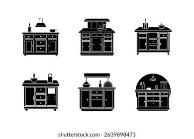 kitchen island icon silhouette vector illustration