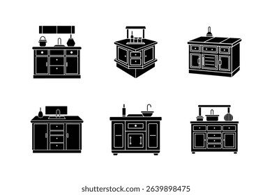 kitchen island icon silhouette vector illustration
