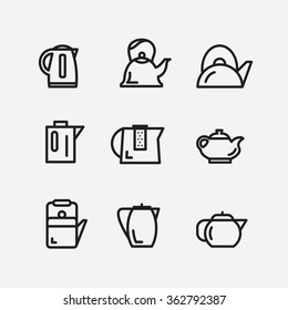 Kitchen isolated pots. Kettles icons