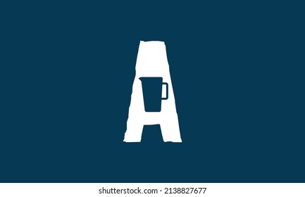Kitchen item negative space letter A icon, Creative design.