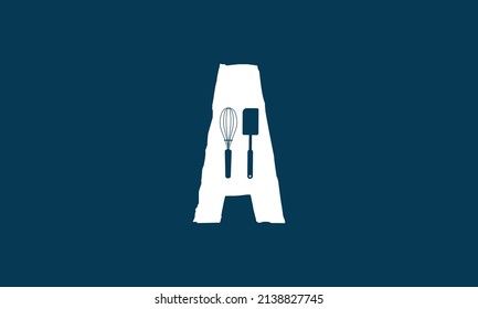 Kitchen item negative space letter A icon, Creative design.