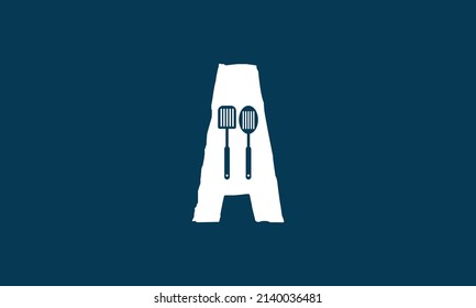 Kitchen item negative space letter A icon, Creative design.