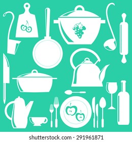 Kitchen items, Kitchen appliances, vector illustration