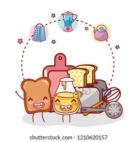 kitchen items cartoon kawaii cartoon