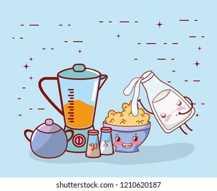 kitchen items cartoon kawaii cartoon