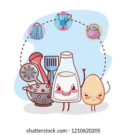 kitchen items cartoon kawaii cartoon