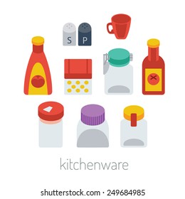 kitchen items  - kitchenware colorful vector flat design set