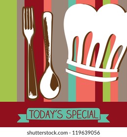 Kitchen items on colorful background vector illustration