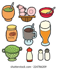 kitchen items and stuff vector colorful set