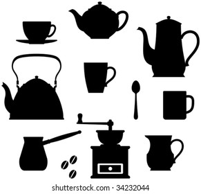 Kitchen items - teapots, coffee pot, cup etc.