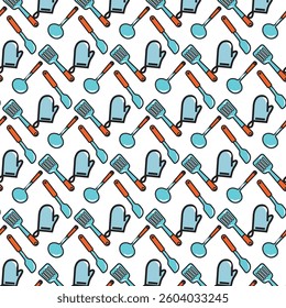 Kitchen items vector design pattern.