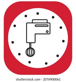 kitchen items.hand blender . vector image with design black lines white and red background.