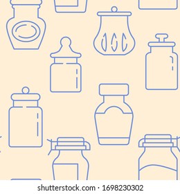 Kitchen jar icons pattern. Mason jars seamless background. Seamless pattern vector illustration