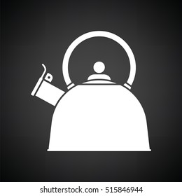 Kitchen kettle icon. Black background with white. Vector illustration.